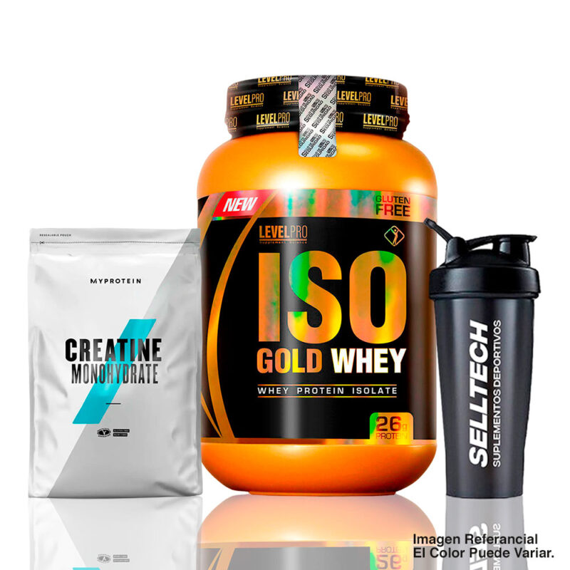 Iso Gold Whey 2.43lbs Rich Chocolate+Creatina Myprotein 250gr+Shaker