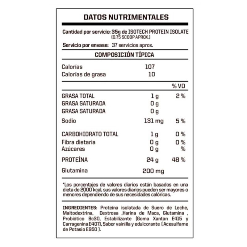 Proteína Energy Nutrition Isotech 3kg Vainilla - Imagen 3