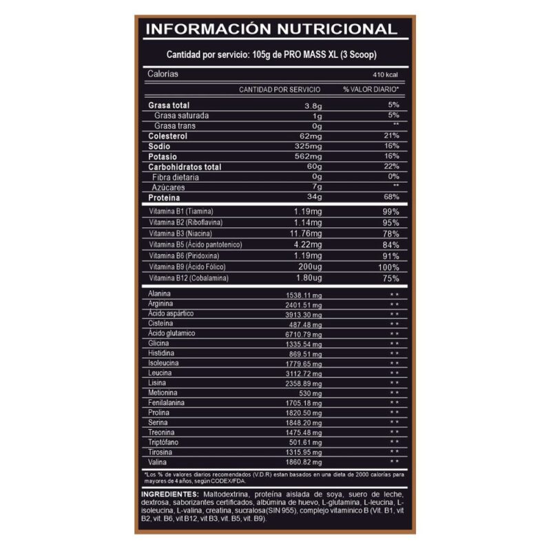 Proteína Adn Pro Mass XL 5kg Chocolate - Imagen 2