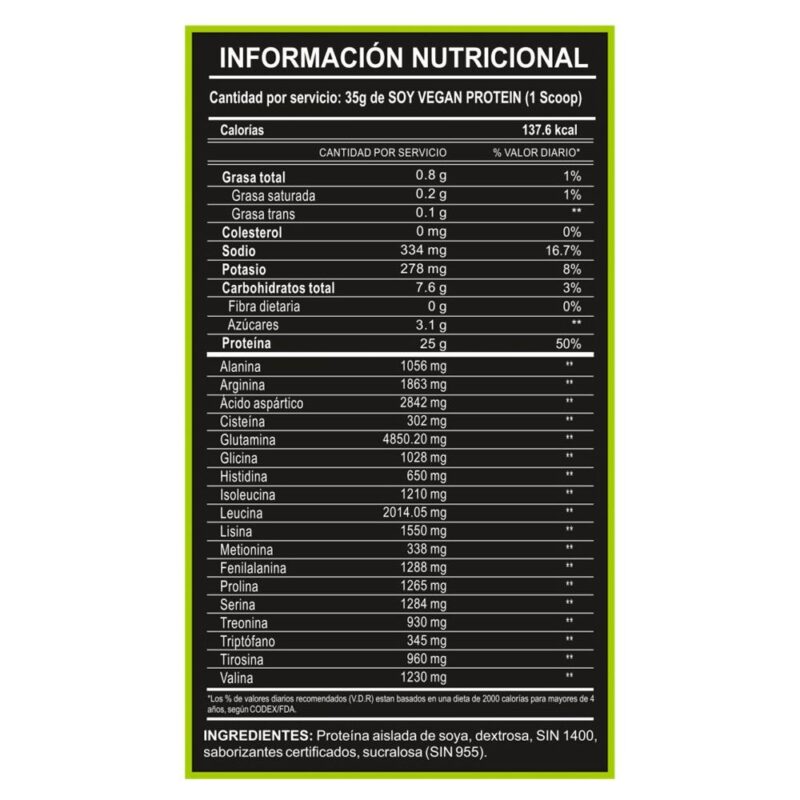 Proteína Adn Soy Vegan Protein 1.5kg Chocolate - Imagen 2