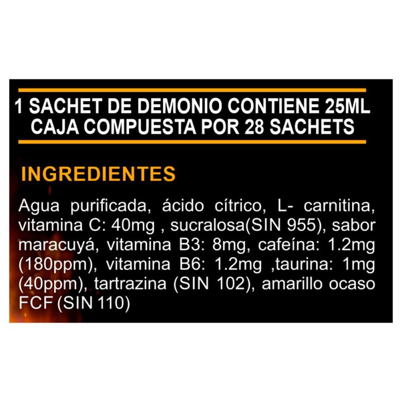 Quemador de Grasa Adn Demonio Caja x 28 Maracuya - Imagen 3