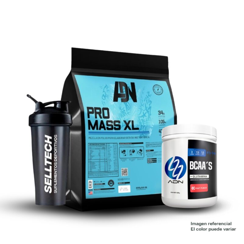 Pack Adn Pro Mass XL 3kg Chocolate + Bcca 500gr Fruit Punch