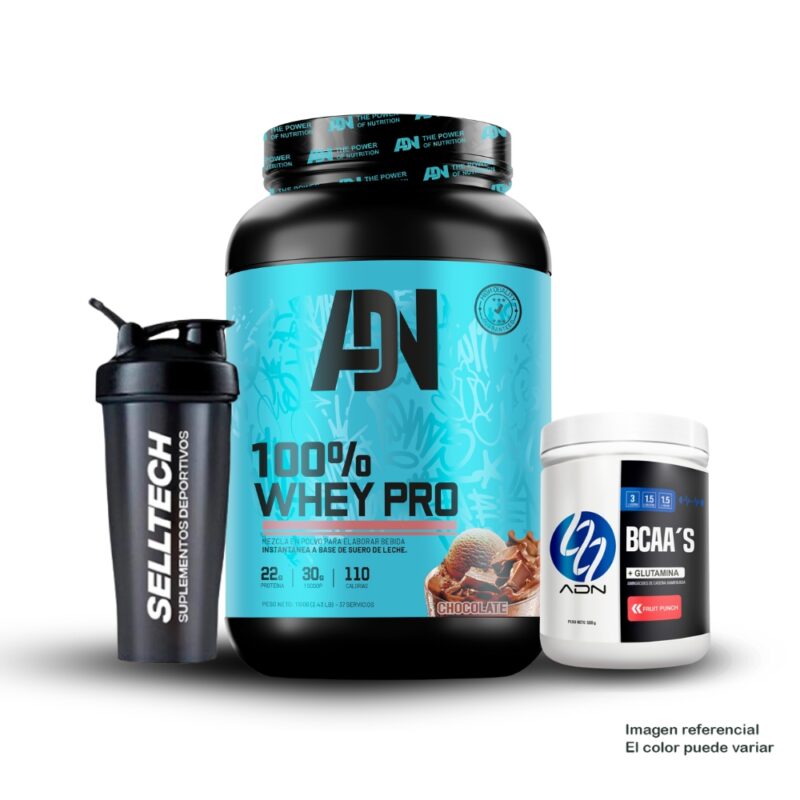 Pack Adn 100%whey Pro 1.1kg Chocolate+bcca 500gr Fruitpunch