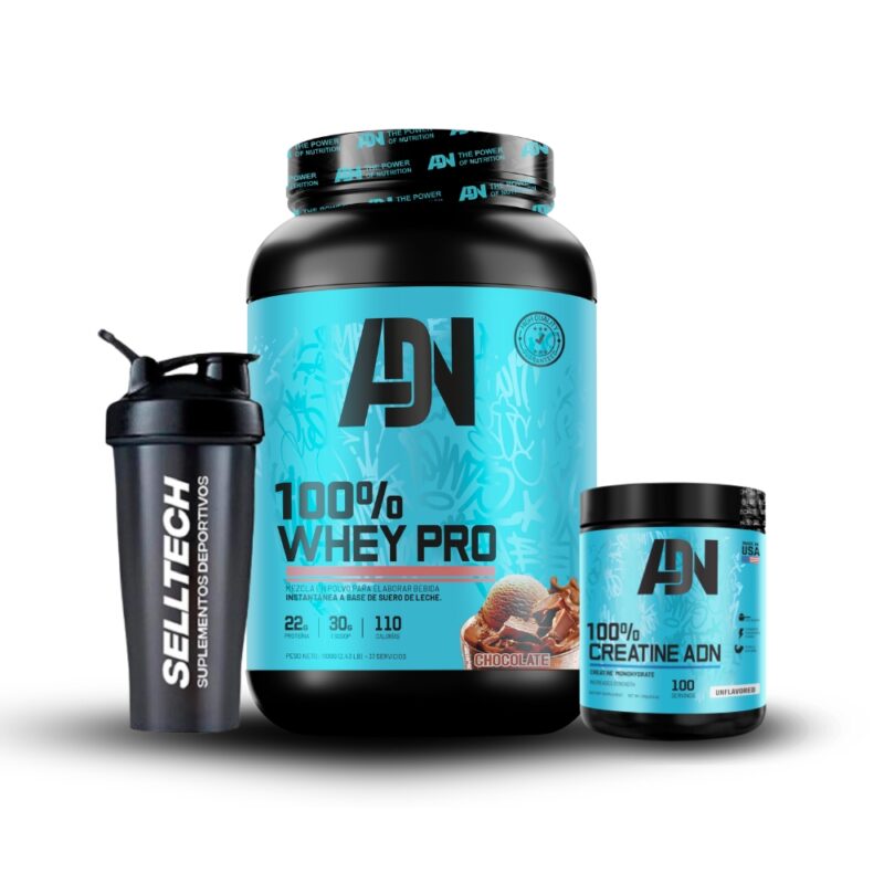 Pack Adn 100 Whey Pro 1.1kg Chocolate+Creatina 250gr - Imagen 2