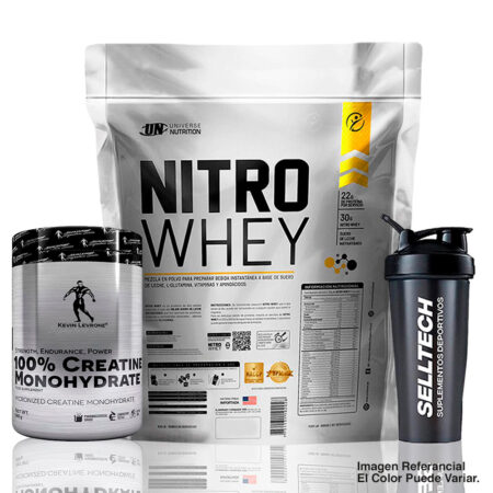 Nitro Whey 5kg Chocolate+Creatina Kevin Levrone 500gr+Shaker