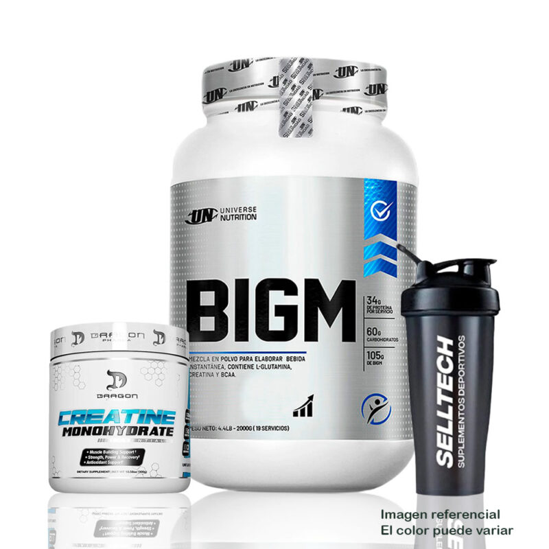 Bigm 2kg Vainilla+Creatina Dragon Pharma 300gr+Shaker