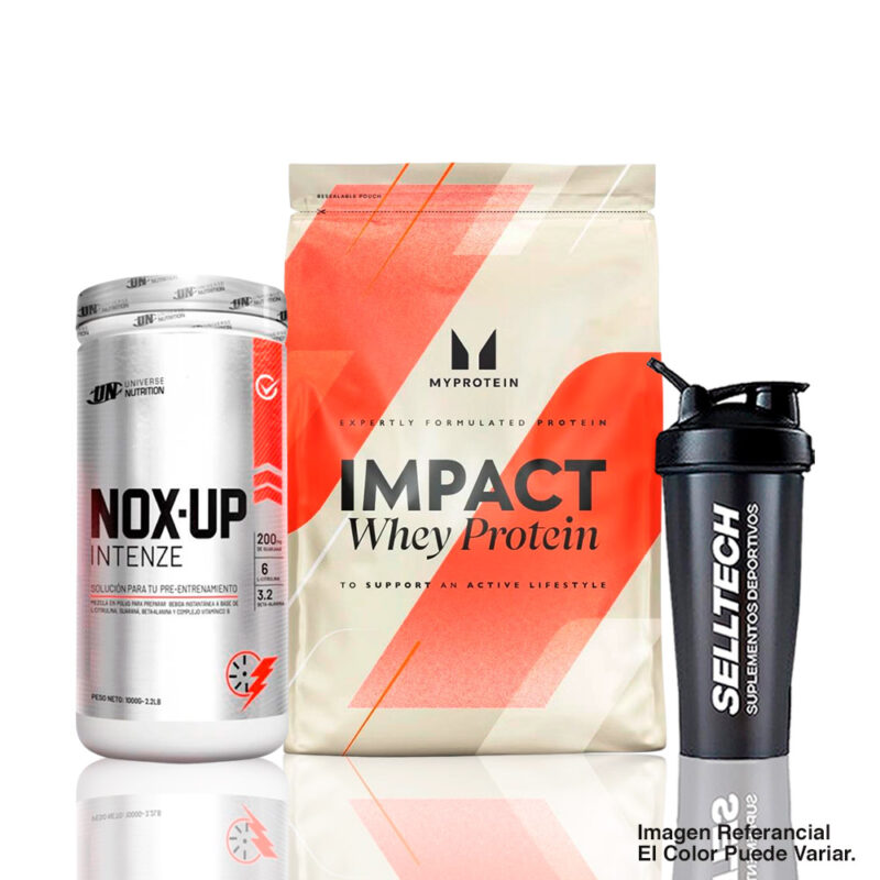 Pack Impact Whey 1kg Vainilla + Nox Up 1 kg Fruit Punch + Shaker