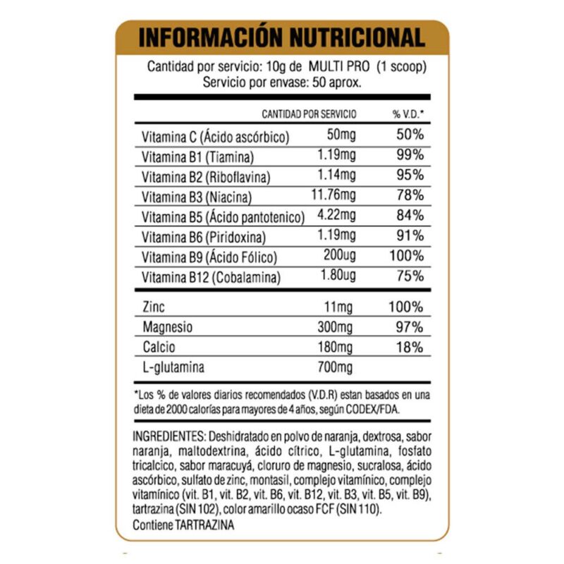 Level Pro Multivitaminico Multi Pro 500gr - Imagen 3