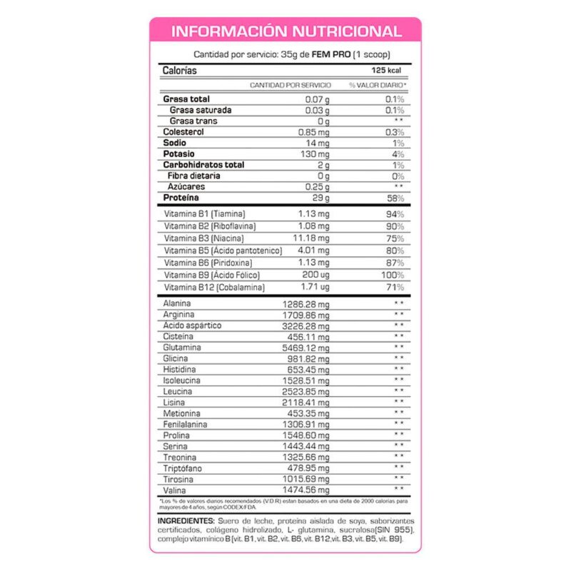 Proteína Fitfem Fem Pro 3kg Vainilla - Imagen 3