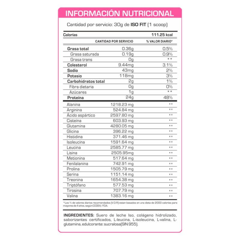 Proteína Fitfem Iso Fit 1.2kg Vainilla - Imagen 3