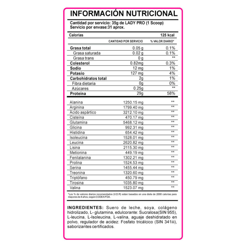 Proteína INN Lady Pro 1.1 kg Chocolate - Imagen 3