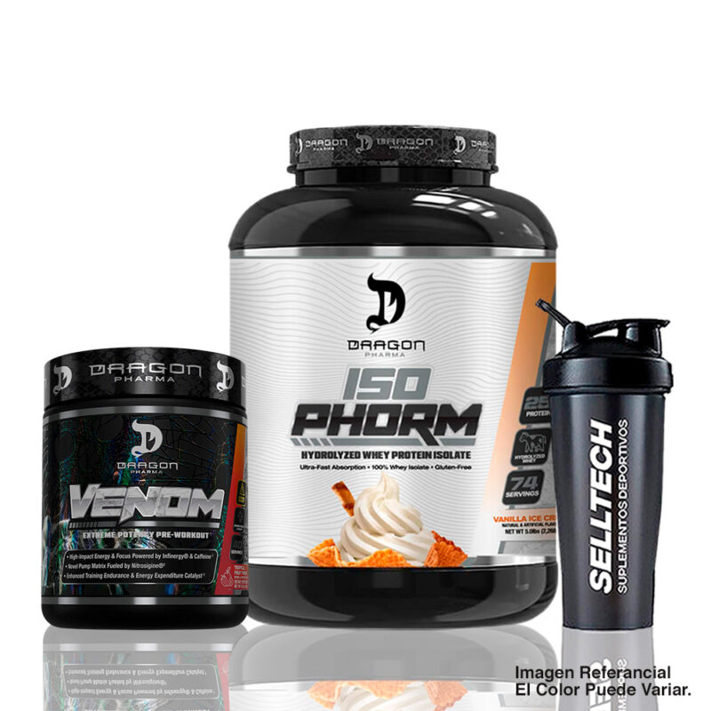 Pack Proteína Isophorm 5Lb Vainilla+Venom 40 Serv Fruit Punch+Shaker