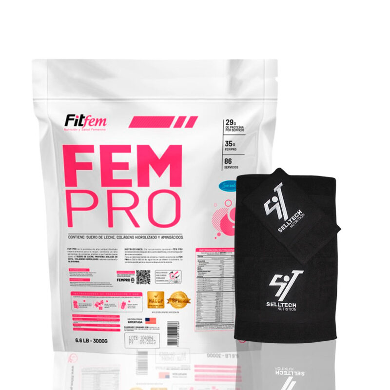 Proteína Fitfem Fem Pro 1.1kg Vainilla + Toalla