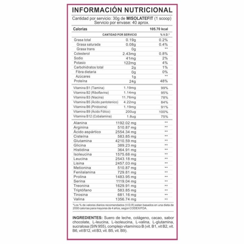 Proteína Mslava Fit Isolate 2.65lb Vainilla - Imagen 3