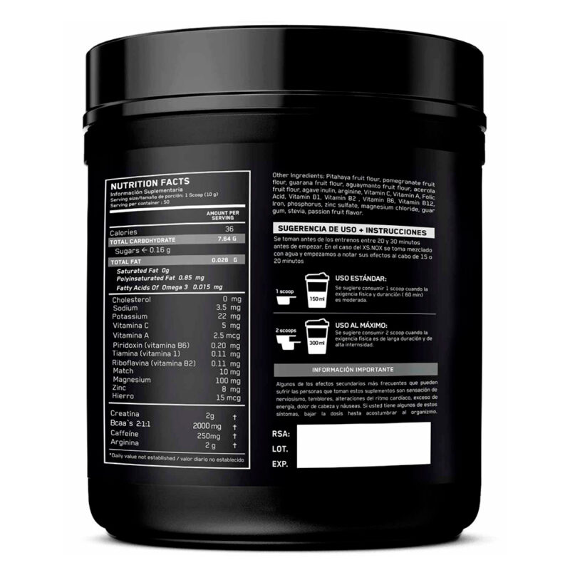 Pre entreno NWB XS. Nox 500gr Maracuya - Imagen 3