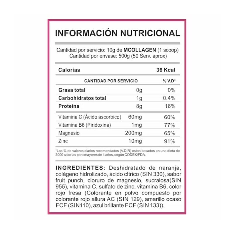 Colágeno Hidrolizado Mslava Fit 500gr Fruit Punch - Imagen 3