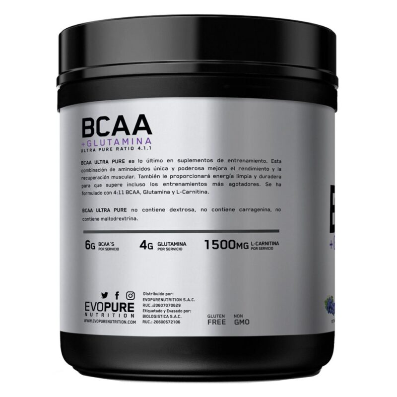Bcaa + Glutamina Evopure 500gr Uva - Imagen 3