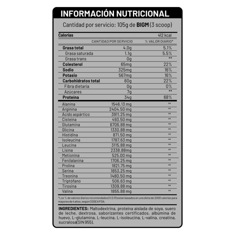 Ganador De Peso Universe Nutrition Bigm 2kg Chocolate - Imagen 3