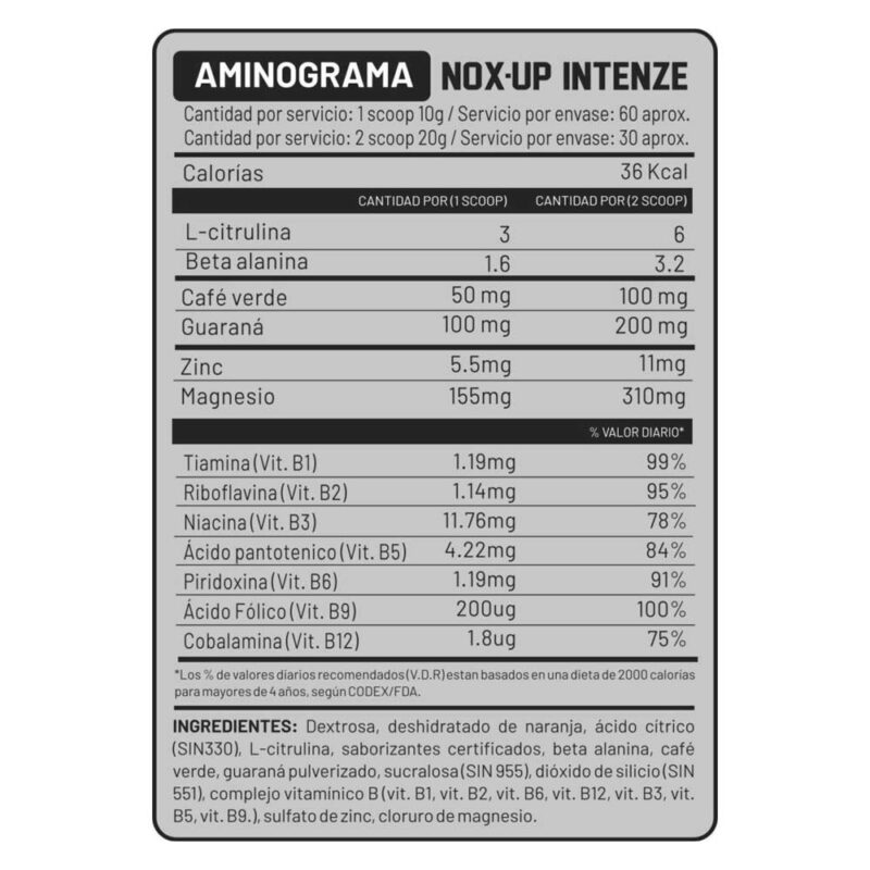 Pre Entreno Universe Nutrition Nox-Up Intenze 1kg Citrus - Imagen 3