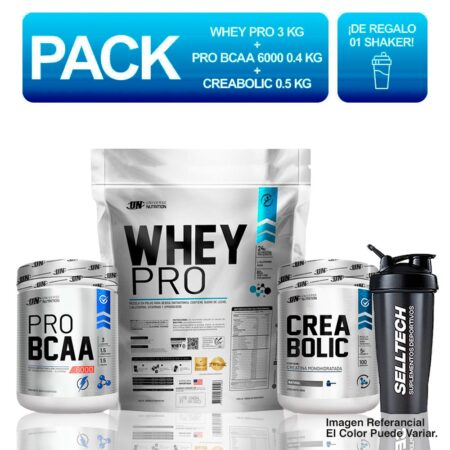 Un Whey Pro 3kg Chocolate+bcaa 500gr Naranja+creabolic 500gr