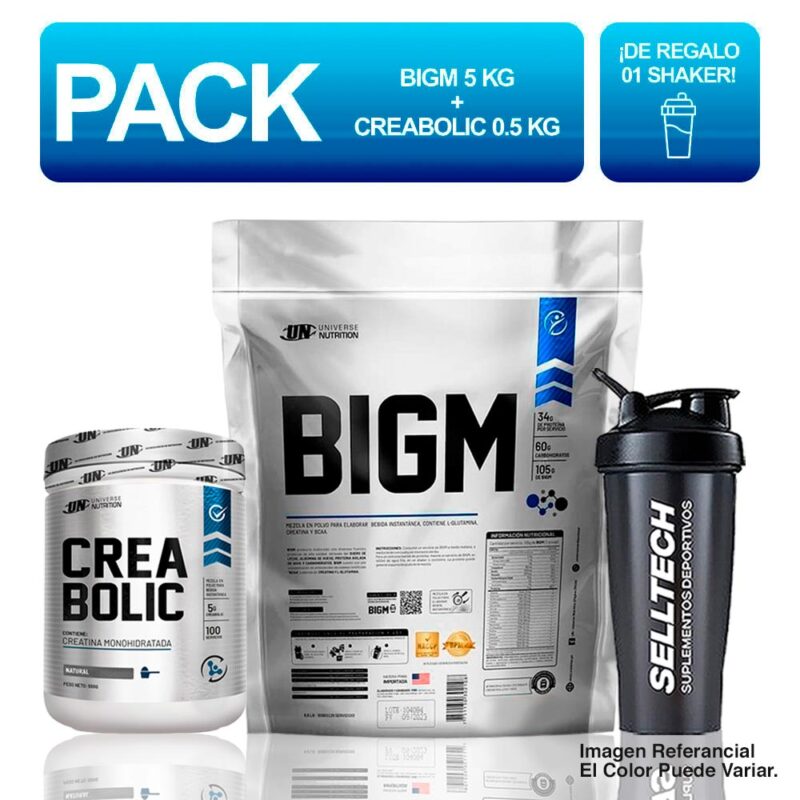 Pack UN Bigm 5kg Chocolate Creabolic 500gr