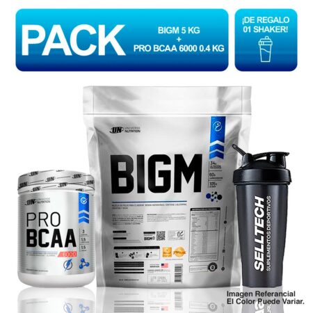 Pack UN Bigm 5kg Chocolate + Bcaa 6000 400gr Naranja
