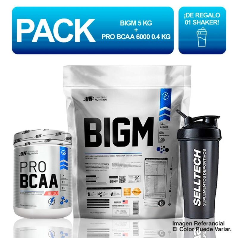 Pack UN Bigm 5kg Chocolate + Bcaa 6000 400gr Naranja