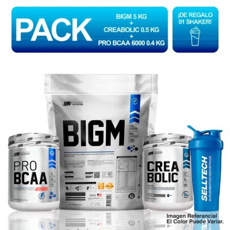 Un Bigm 5kg Vainilla+creabolic 500gr+bcaa 6000 500gr Naranja