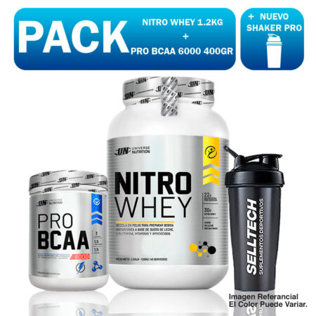 Un Nitro Whey 1.2kg Chocolate+pro Bcaa 6000 500gr Naranja