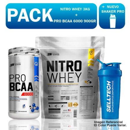 Un Nitro Whey 3kg Chocolate+pro Bcaa 6000 900gr Naranja