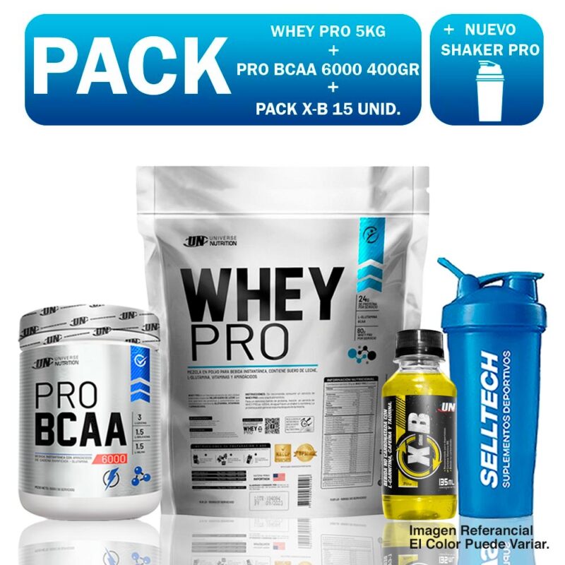 Un Whey Pro 5kg Vainilla+bcaa 500gr Fruit+x-b 15 Unid. Piña