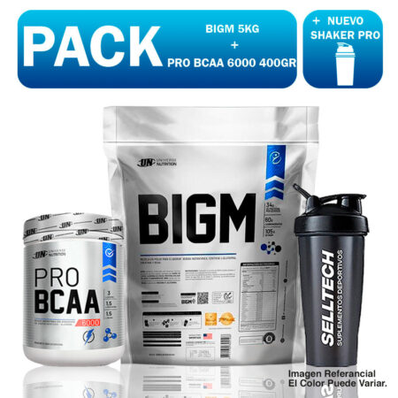Un Bigm 5kg Chocolate + Bcaa 6000 500gr Naranja + Shaker