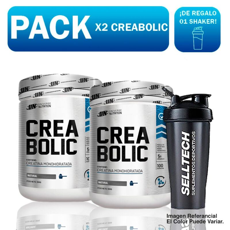 Pack Creatina Universe Nutrition Creabolic 500gr x2 + Shaker