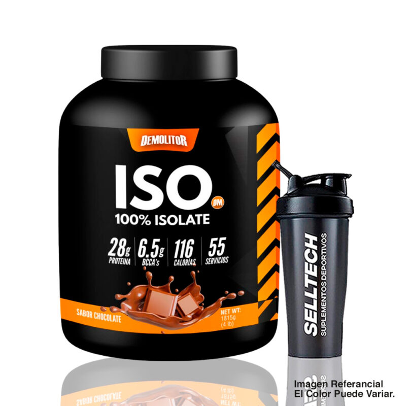 Proteína Iso 100% Whey Demolitor 4lb Chocolate + Shaker