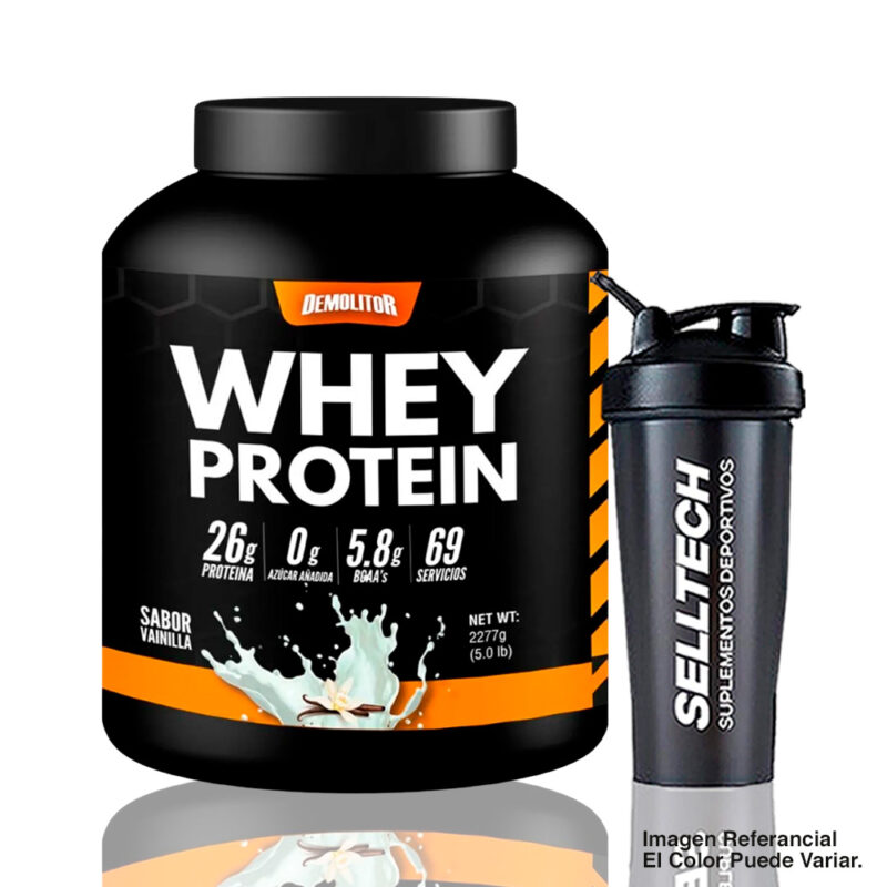 Proteína Demolitor Whey Protein 5lb Vainilla + Shaker