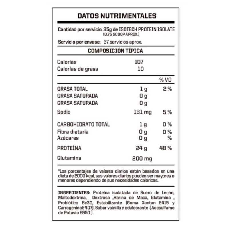 Proteína Energy Nutrition Isotech 1kg Vainilla - Imagen 3