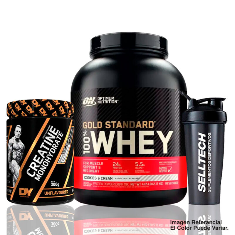 Gold Standard 100% Whey 5 lb Cookies & Cream+Creatina Dorian Yates 300gr+Shaker