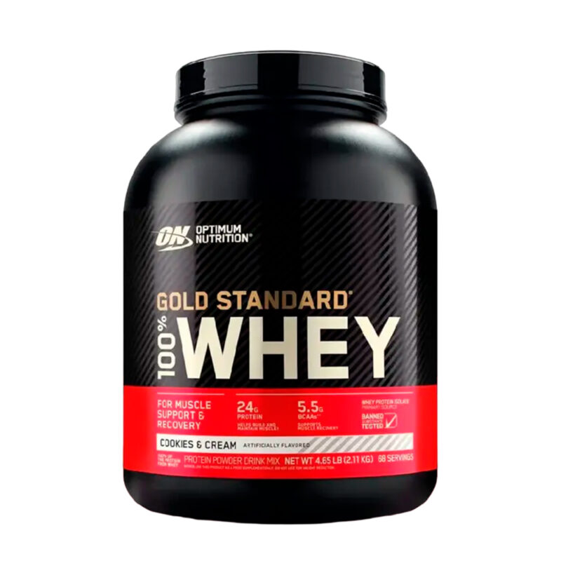 Gold Standard 100% Whey 5 lb Cookies & Cream+Creatina Myprotein 1kg+Shaker - Imagen 2