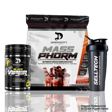 Pack Dragon Pharma Massphorm 12Lb Chocolate + Black Viper 90 Caps + Shaker