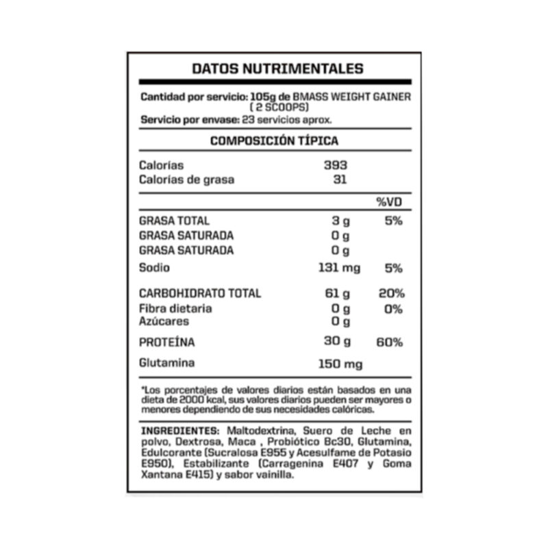 Pack Energy Nutrition B - Mass 5kg Vainilla+Creatina 500gr - Imagen 4