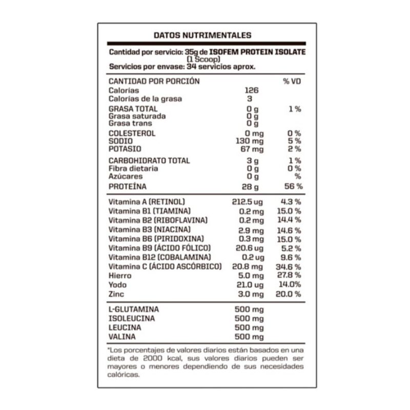 Proteína Energy Nutrition Isofem 1kg Vainilla - Imagen 3