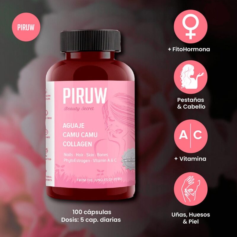 Vitamina Beauty Secret Piruw 100 Cápsulas - Imagen 2