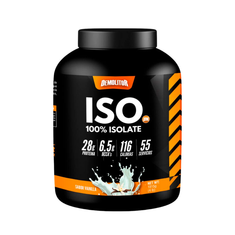 Proteína Iso 100% Whey Demolitor 4lb Vainilla + Shaker - Imagen 2