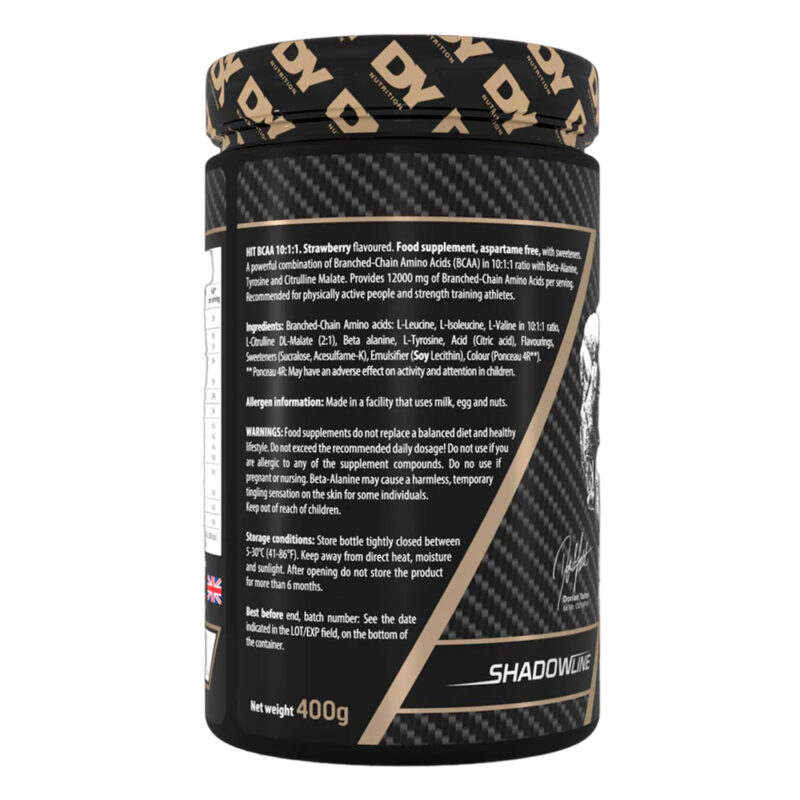Aminoácidos BCAA Dorian Yates Hit Bcaa 400GR 10:1:1 Fresa - Imagen 3