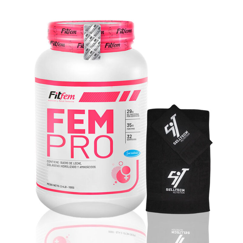 Proteína Fitfem Fem Pro 1.1kg Chocolate + Toalla