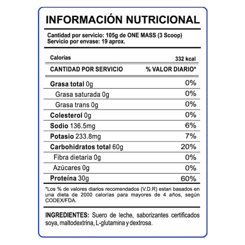 Ganador de Peso INN One Mass 5kg Vainilla - Imagen 3