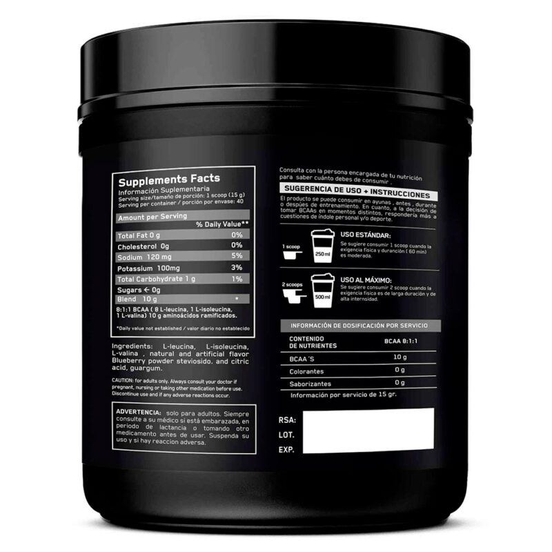 Aminoácidos NWB Bcaa 8:1:1 600gr blueberry - Imagen 3