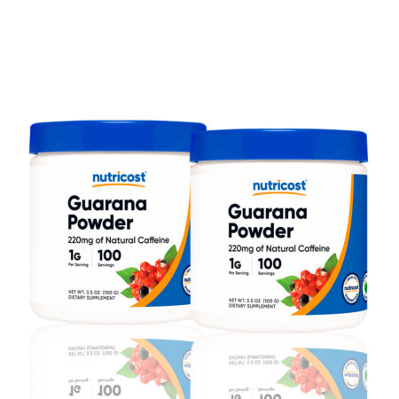 Cafeína Natural Guarana Powder Nutricost 100 Servicios Pack X2