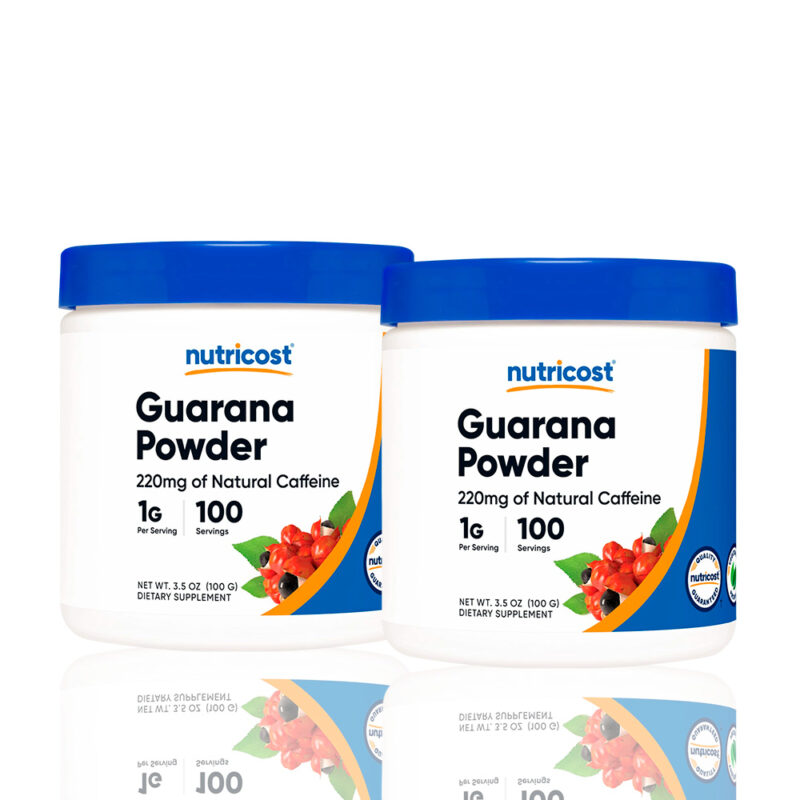 Cafeína Natural Guarana Powder Nutricost 100 Servicios Pack X2
