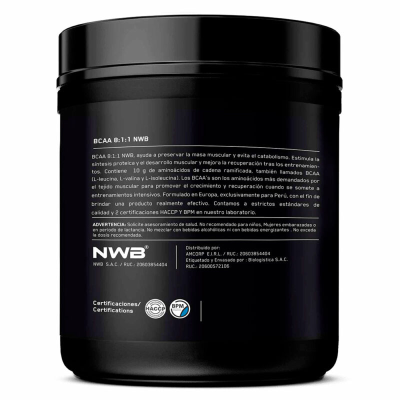 Aminoácidos NWB Bcaa 8:1:1 600gr blueberry - Imagen 4